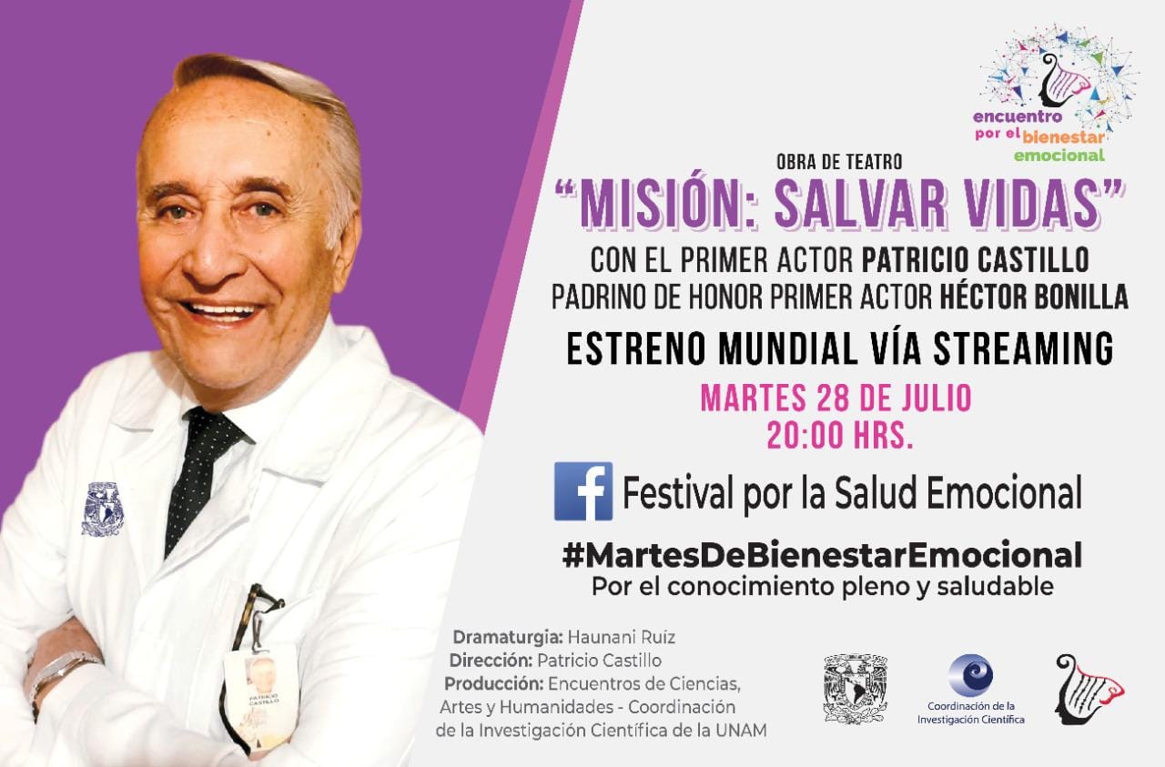 -Martes 28 de julio, 20:00 horas: estreno mundial vía streaming de la obra teatral “Misión: Salvar vidas”.