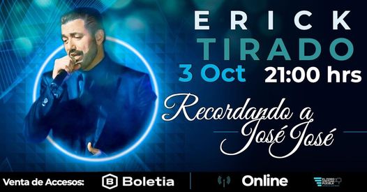 -Erick Tirado presentará de manera virtual su espectáculo “Recordando a José José”.