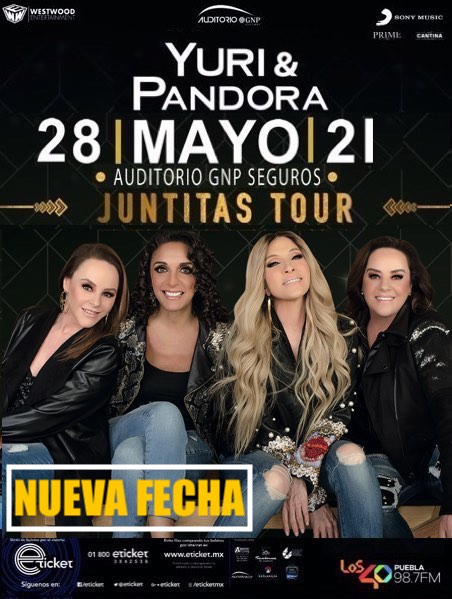 -El espectáculo “Juntitas Tour” de Yuri y Pandora se reprograma para el viernes 28 de mayo del 2021 en el Auditorio GNP.