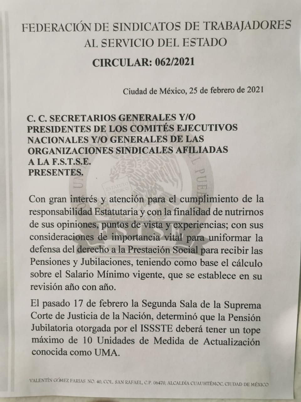 Piden al primer mandatario intervenir en la controversia sobre el justo pago de pensiones a los Trabajadores al Servicio del Estado