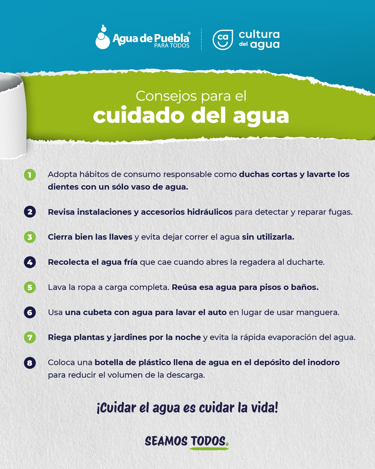 Reforzar medidas del cuidado del agua en esta temporada de estiaje recomienda Agua de Puebla