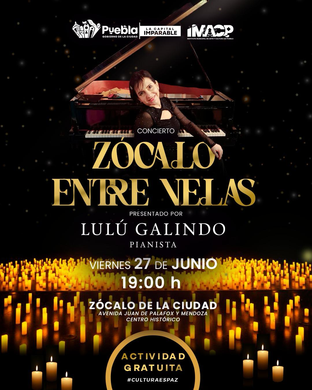 Invita IMACP a disfrutar del “Zócalo Entre Velas” con Lulú García en el marco de la FILIP