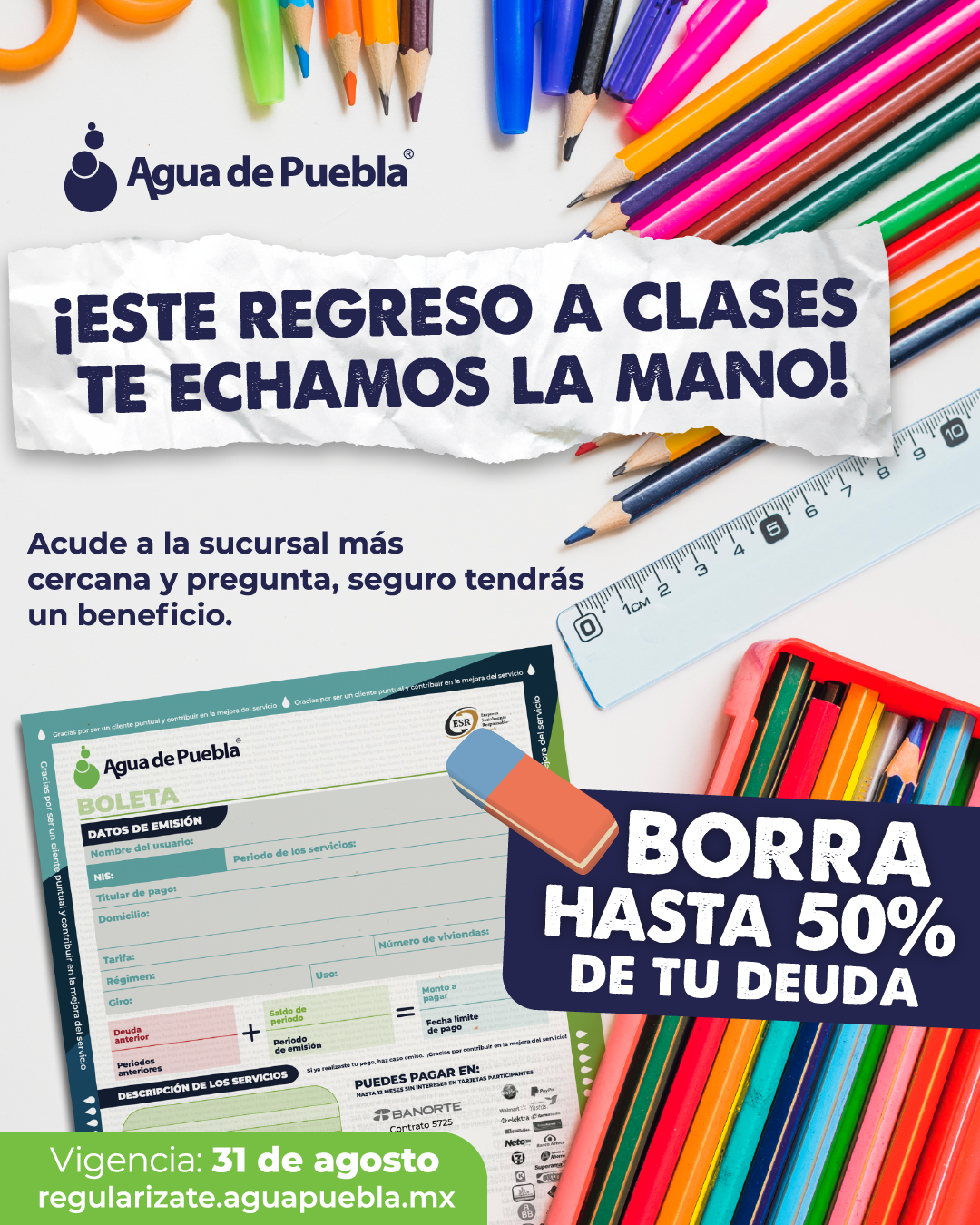 Últimos días, el 31 de agosto vence el programa para regularizar tu adeudo de agua hasta con 50% de ahorro