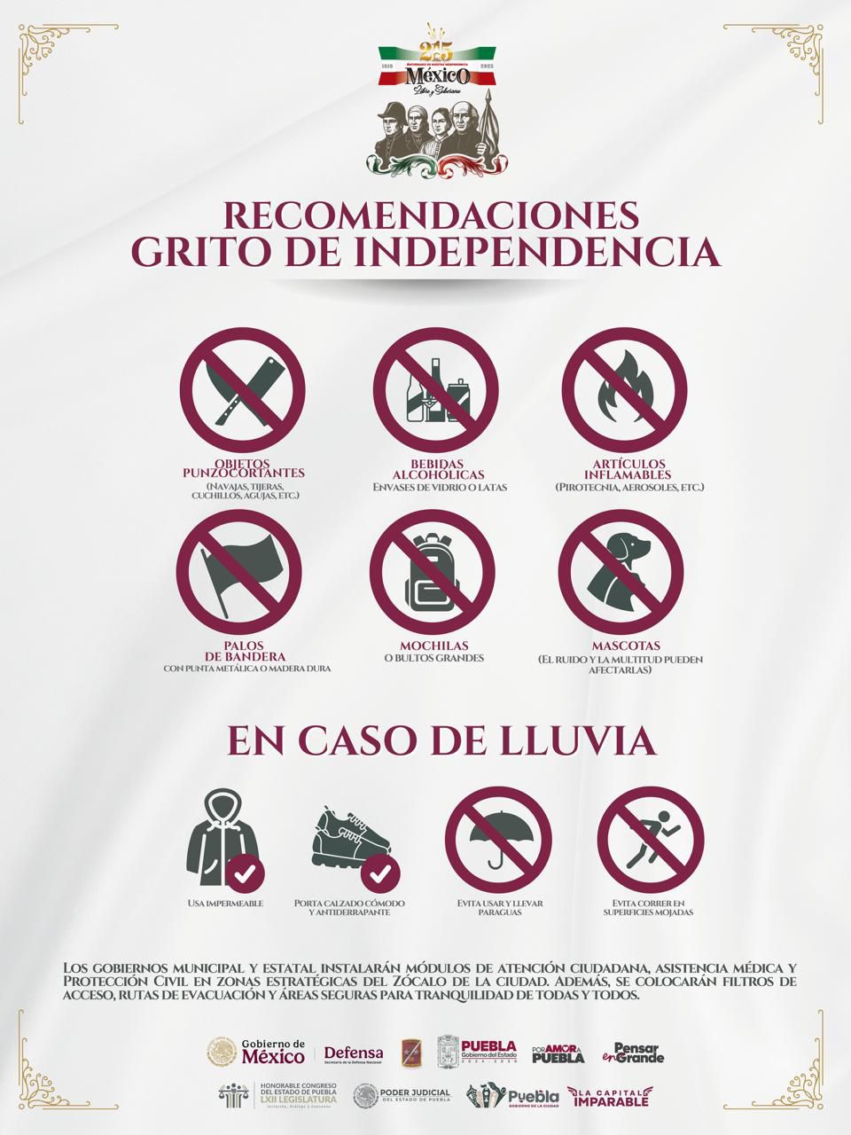 Exhorta Gobierno de la Ciudad a disfrutar con seguridad el Grito de Independencia