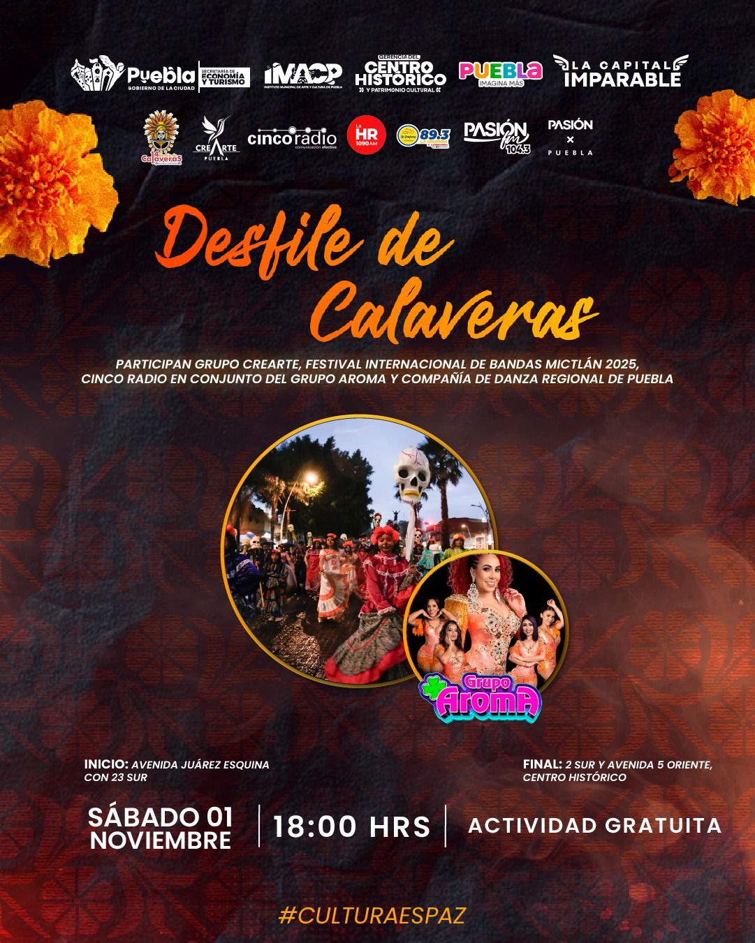 Invitan IMACP y Crearte al 14° Desfile de Calaveras en la capital poblana