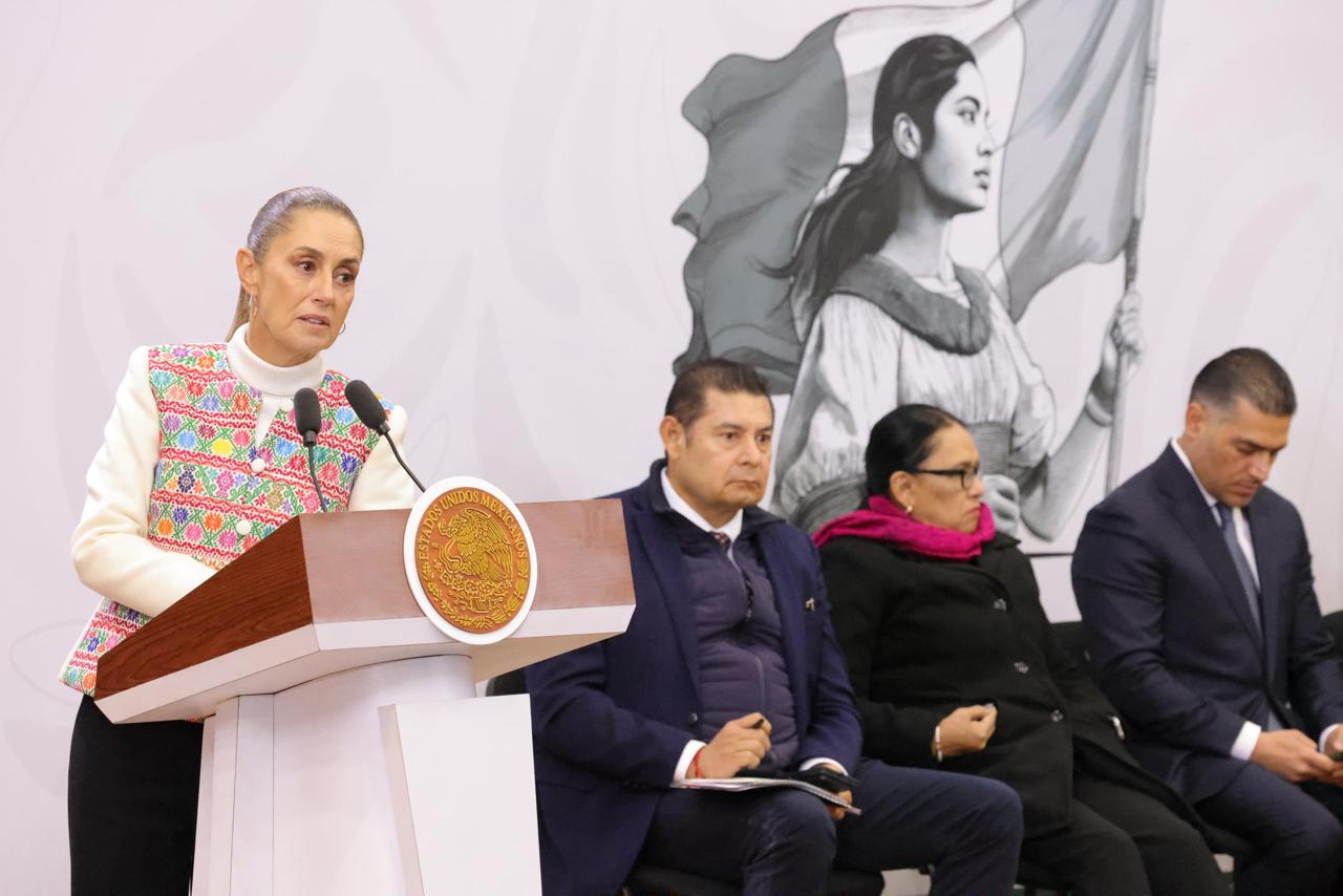 Destaca presidenta Sheinbaum reducción de delitos en Puebla