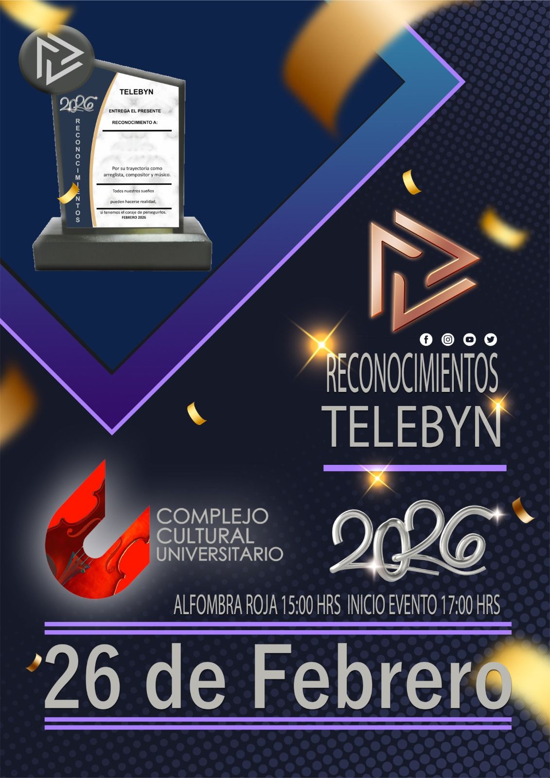 El Auditorio del CCU BUAP será el majestuoso escenario en donde se realice la “4a. Entrega de Reconocimientos TELEBYN”