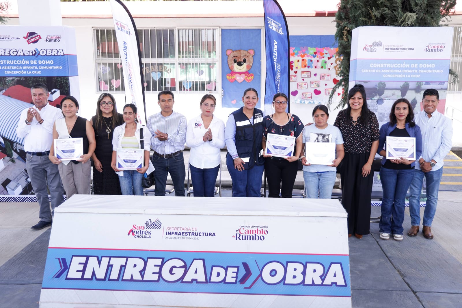 Entrega Lupita Cuautle obra en CAIC de Concepción La Cruz