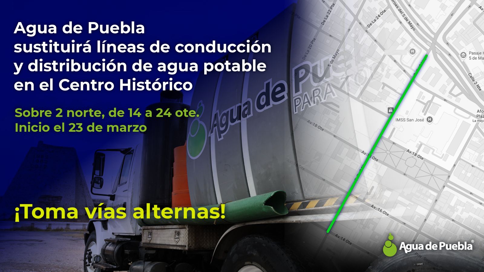 Agua de Puebla inicia la renovación de la red de agua potable en el Centro histórico; beneficiará a 8 mil 870 habitantes