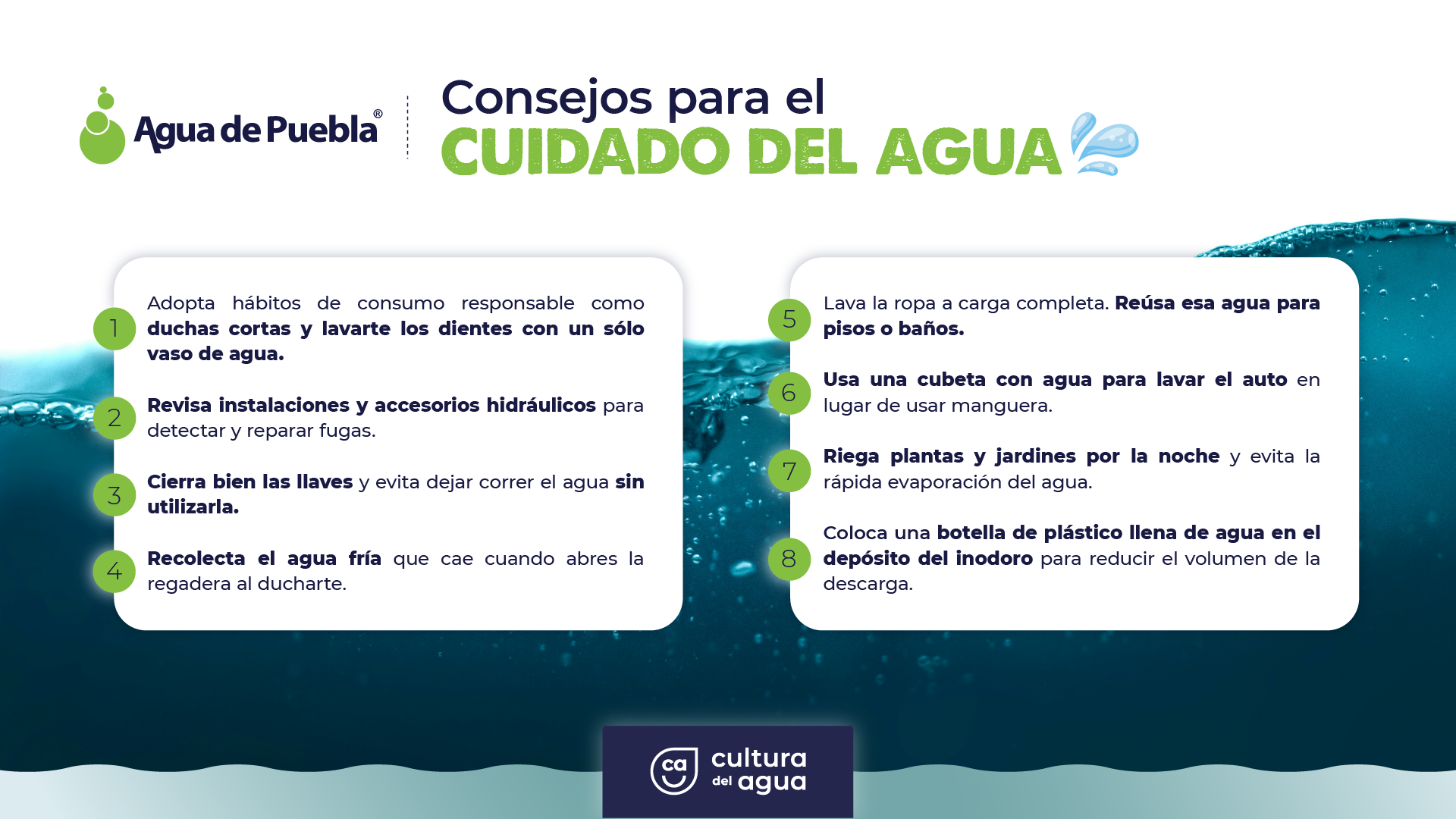Agua de Puebla recomienda reforzar el cuidado del agua en temporada de estiaje, para garantizar el abasto