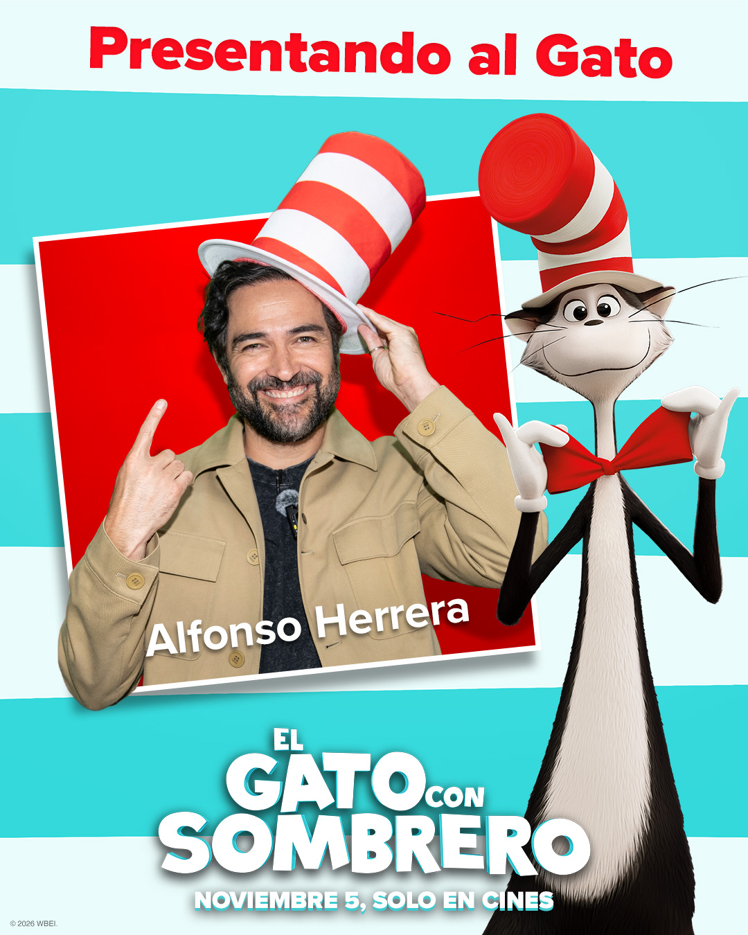 El actor mexicano Alfonso Herrera da voz en español a El Gato para “El gato con sombrero”