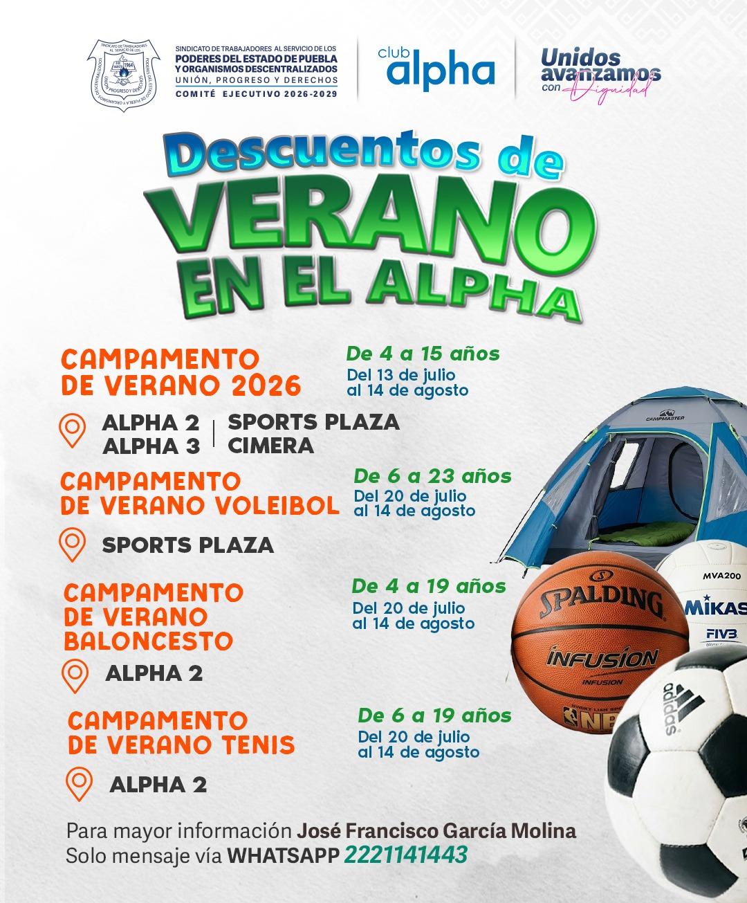 Sindicato de Burócratas ofrece descuento para campamento de verano en el Club Alpha