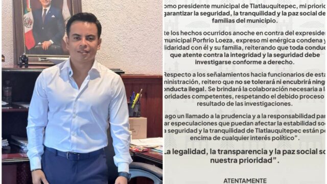 Presidente de Tlatlauquitepec condena hechos contra expresidente municipal y reitera compromiso con la seguridad